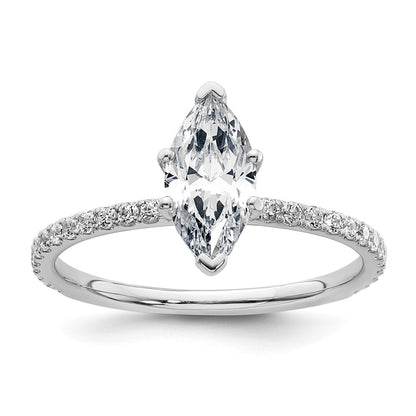 14K White Gold 1 3/8 carat Certified Lab Grown Diamond VS+ F+ Marquise Complete Solitaire with Flair Engagement Ring
