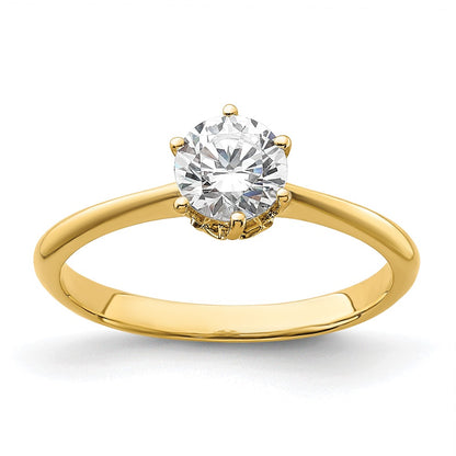 14K Yellow Gold (Holds 3/4 carat (5.80 mm) Round) 4-Prong with .02 carat Diamond Leaf Design Semi-Mount Engagement Ring