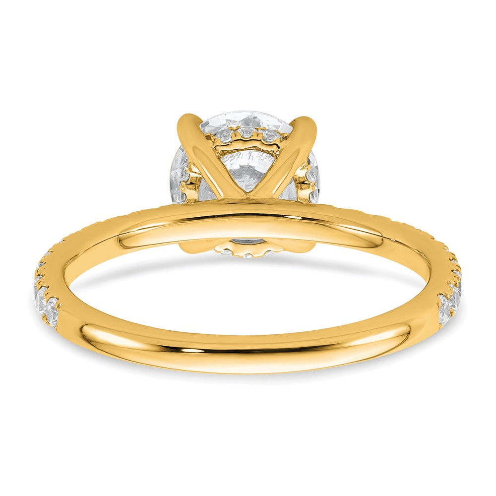 14K Yellow Gold 2 carat Certified Lab Grown Diamond VS+ F+ Round Complete Solitaire with Flair Engagement Ring