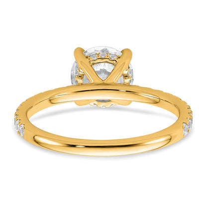14K Yellow Gold 2 carat Certified Lab Grown Diamond VS+ F+ Round Complete Solitaire with Flair Engagement Ring