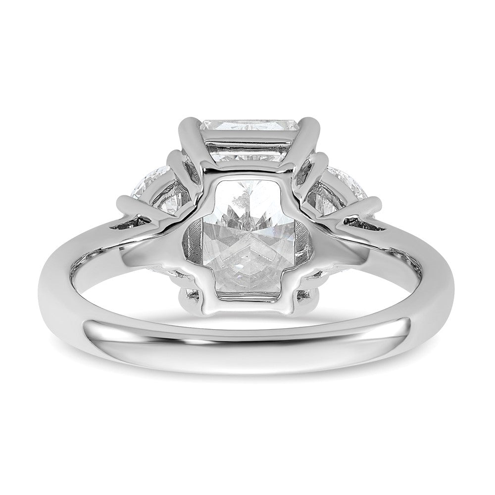 14K White Gold 5/8 carat Lab Grown Diamond VS/SI+ G+ Half Moon 2 1/2 carat Radiant Center Semi Mount Engagement Ring