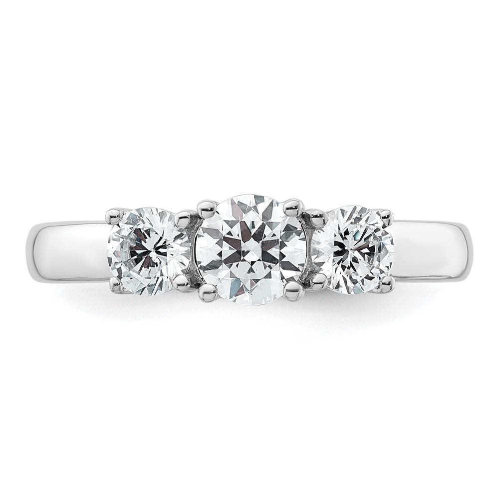 14K White Gold 1 carat Certified Lab Grown Diamond VS+ F+ Three Stone Complete Engagement Ring