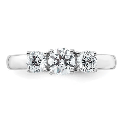 14K White Gold 1 carat Certified Lab Grown Diamond VS+ F+ Three Stone Complete Engagement Ring