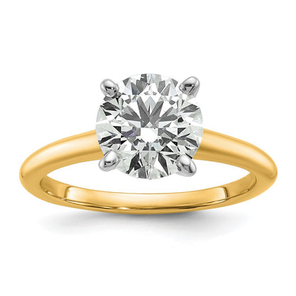 14K Two-Tone Gold 2 carat Lab Grown Diamond VS+ F+ Round Complete Solitaire Engagement Ring