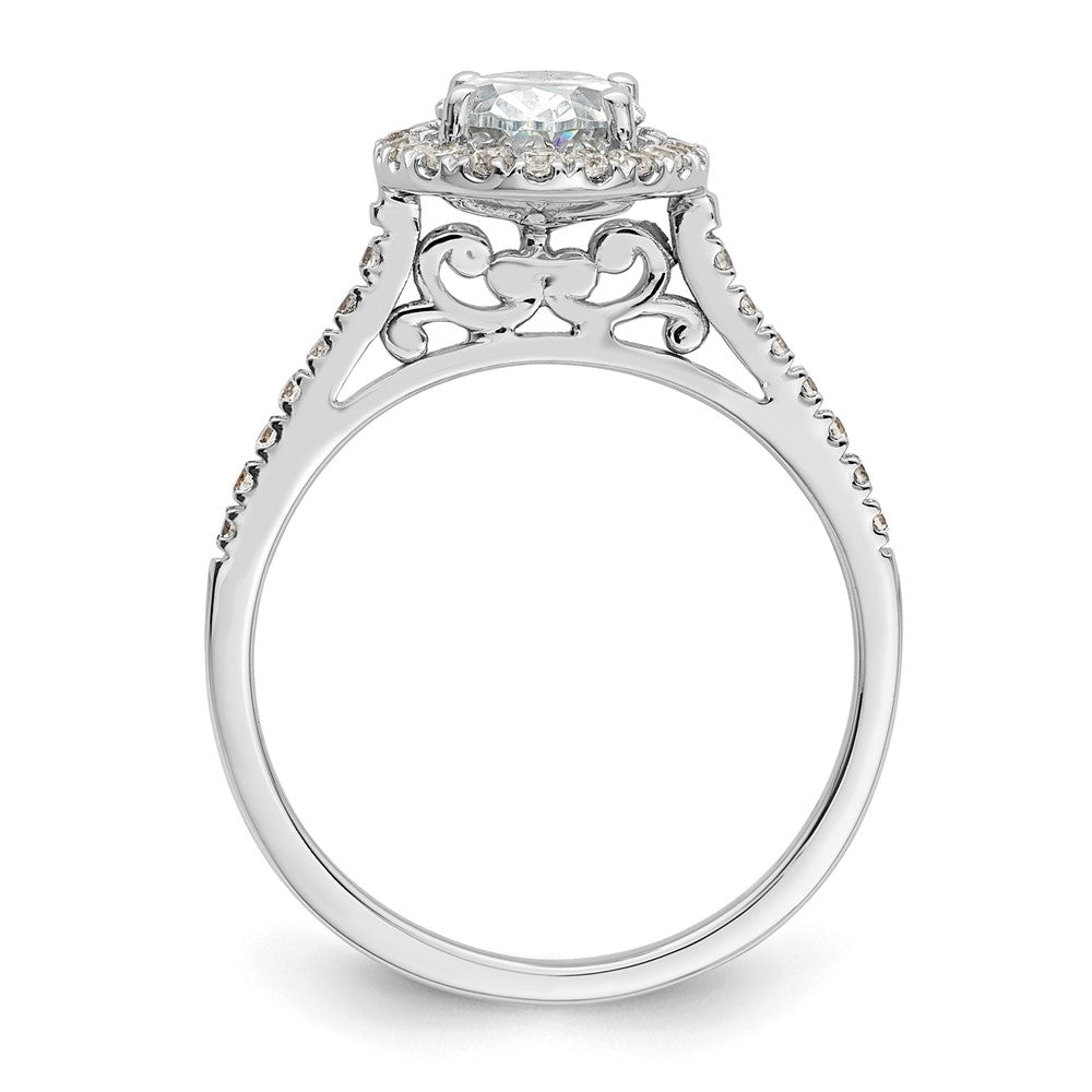 14K White Gold Halo (Holds 2 carat (8.5x6.5mm) Oval Center) 1/3 carat Diamond Semi-mount Engagement Ring