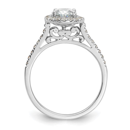 14K White Gold Halo (Holds 2 carat (8.5x6.5mm) Oval Center) 1/3 carat Diamond Semi-mount Engagement Ring