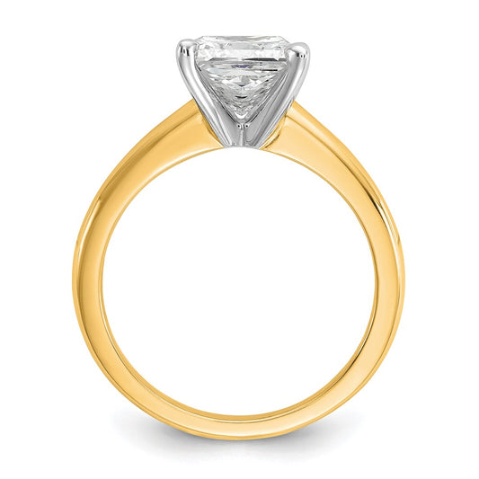 14K Two-Tone Gold Two-tone 2 carat Lab Grown Diamond VS+ F+ Princess Complete Solitaire Engagement Ring