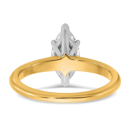 14K Two-Tone Gold Two-tone 1 carat Lab Grown Diamond VS+ F+ Marquise Solitaire Complete Engagement Ring