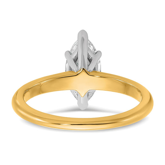 14K Two-Tone Gold Two-tone 1 carat Lab Grown Diamond VS+ F+ Marquise Solitaire Complete Engagement Ring