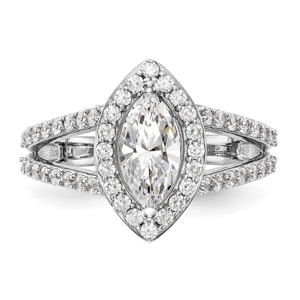 14K White Gold Halo Plus (Holds 1 carat (10x5mm) Marquise Center) 3/4 carat Diamond Semi-Mount Engagement Ring