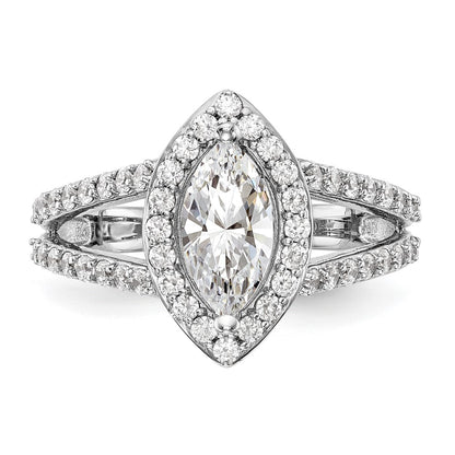 14K White Gold Halo Plus (Holds 1 carat (10x5mm) Marquise Center) 3/4 carat Diamond Semi-Mount Engagement Ring