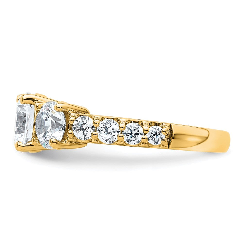 14K Yellow Gold 3 carat Lab Grown Diamond VS/SI+ G+ Round Complete Three Stone Engagement Ring