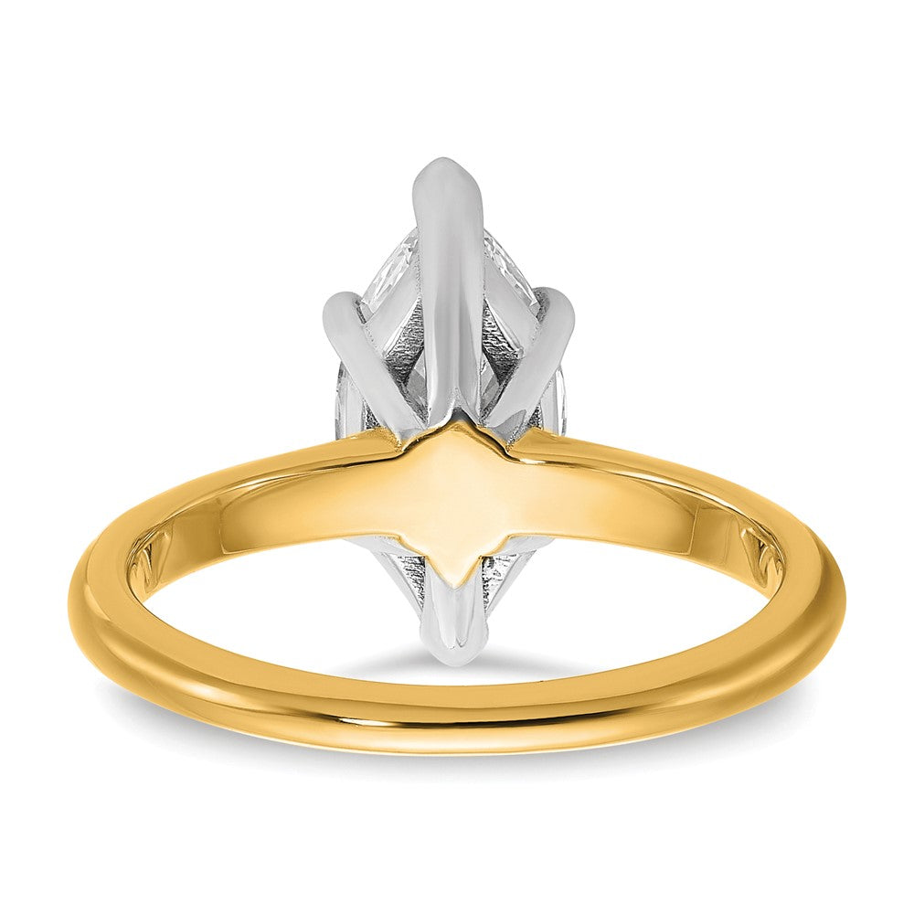 14K Two-Tone Gold Two-tone 2 carat Certified Lab Grown Diamond VS+ F+ Marquise Solitaire Complete Engagement Ring