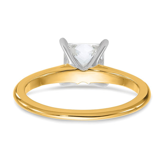 14K Two-Tone Gold Two-tone 1 1/2 carat Certified Lab Grown Diamond VS+ F+ Princess Complete Solitaire Engagement Ring