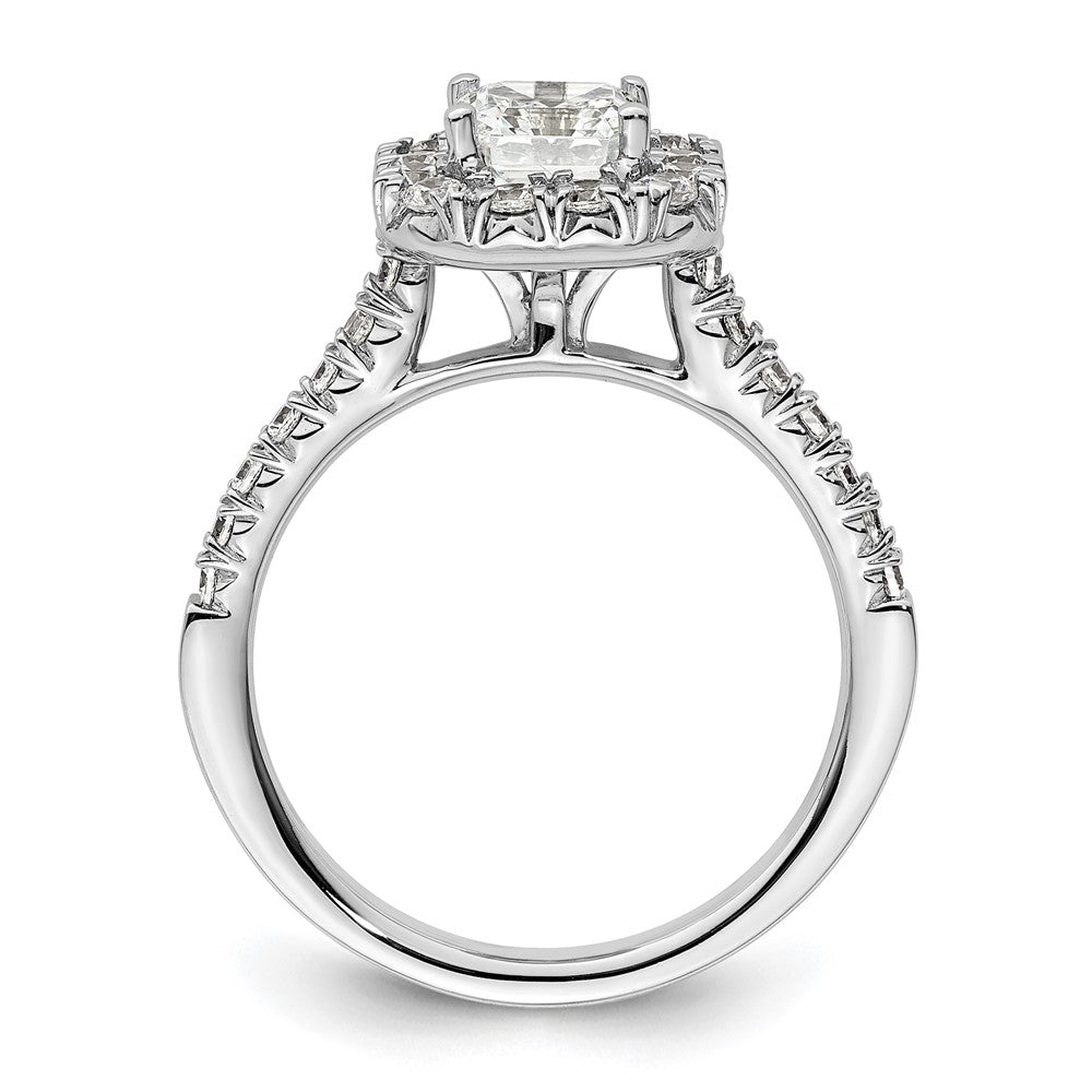 14K White Gold Halo (Holds 1 carat (5.5mm) Asscher-cut Center) 1/2 carat Diamond Semi-mount Engagement Ring