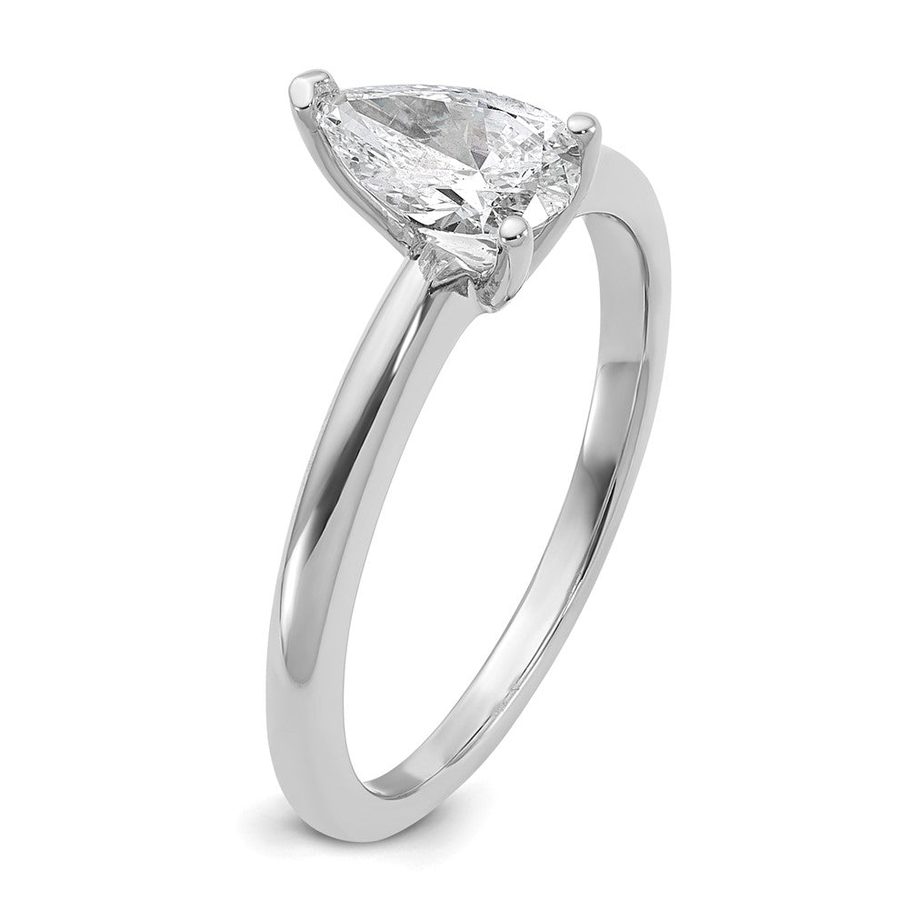 14K White Gold 3/4 carat Lab Grown Diamond VS+ F+ Pear Solitaire Complete Engagement Ring