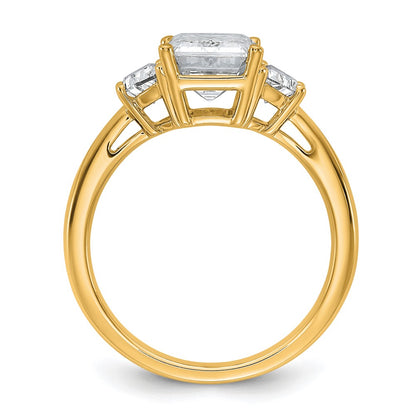 14K Yellow Gold 3 1/8 carat Certified Lab Grown Diamond VS/SI+ G+ Complete Emerald and Half Moon Three Stone Engagement Ring