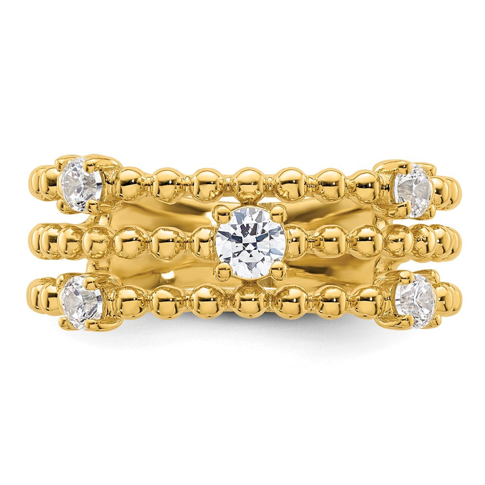 True Origin 14K Yellow Gold 3/8 carat Lab Grown Diamond VS+ F+ Complete Triple Wedding Band Ring