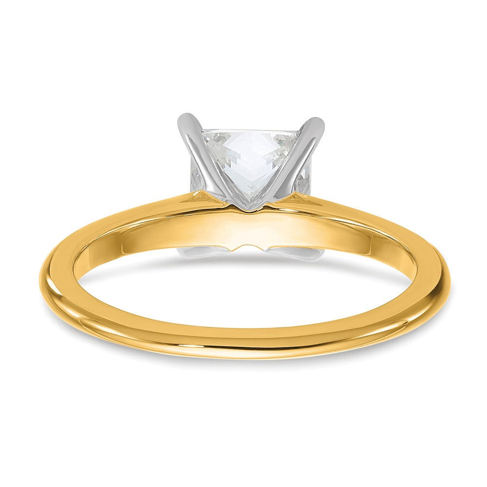 14K Two-Tone Gold Two-tone 1 1/2 carat Lab Grown Diamond VS+ F+ Princess Complete Solitaire Engagement Ring