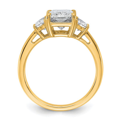 14K Yellow Gold 5/8 carat Lab Grown Diamond VS/SI+ G+ Half Moon 2 1/2 carat Radiant Center Semi Mount Engagement Ring