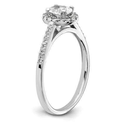 14K White Gold Halo Plus (Holds 1/2 carat (6.5x4.5mm) Oval Center) 1/3 carat Diamond Semi-Mount Engagement Ring