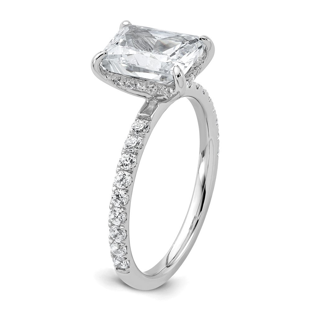 14K White Gold 2 3/8 carat Certified Lab Grown Diamond VS+ F+ Radiant Complete Solitaire with Flair Engagement Ring
