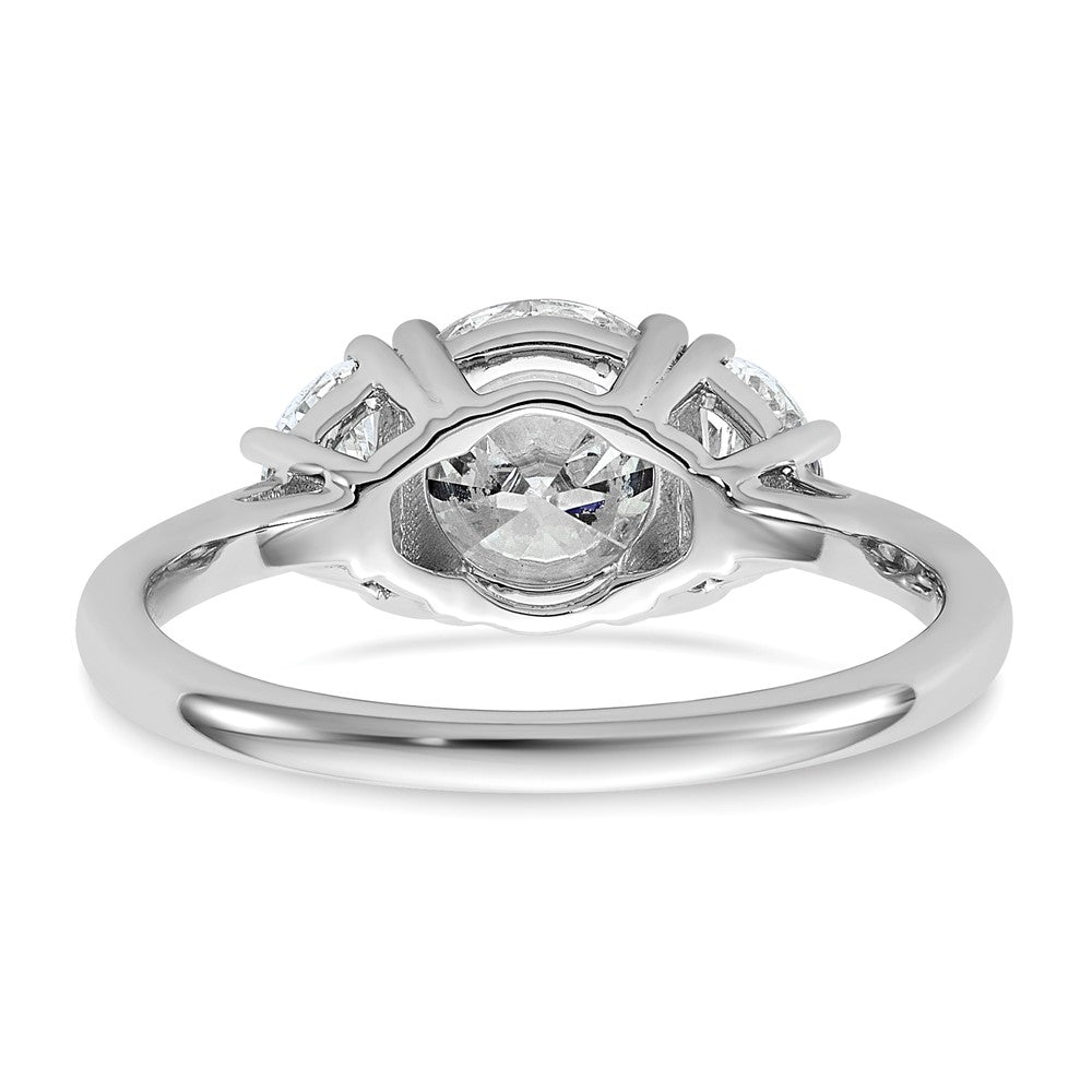 14K White Gold 1/2 carat Lab Grown Diamond VS/SI+ G+ 1 1/2 carat Center Round Semi Mount Three Stone Engagement Ring
