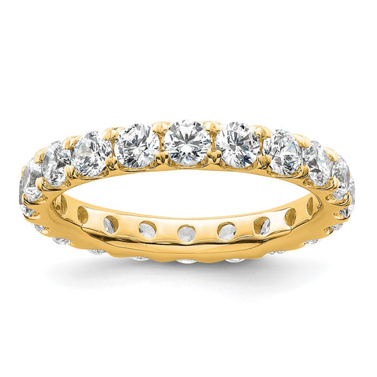 14K Yellow Gold Polished Size 8.5 U-Shared Prong 3 carat Diamond Complete Eternity Wedding Band Ring