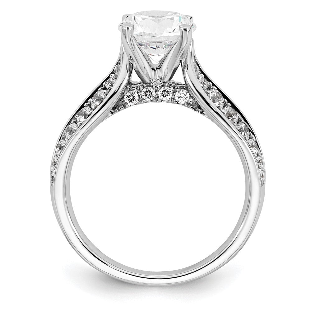 14K White Gold 2 1/8 carat Lab Grown Diamond VS/SI+ G+ Round Certified Complete Engagement Ring