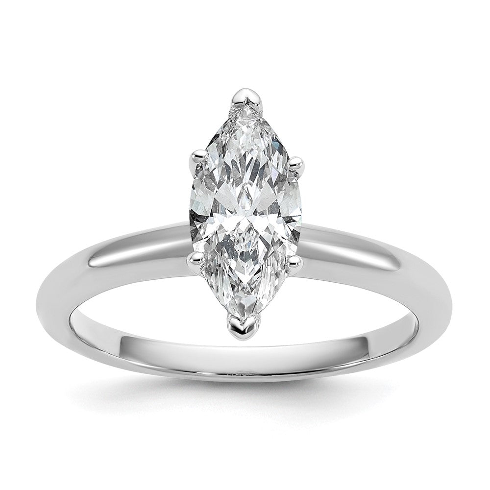 14K White Gold 1 carat Certified Lab Grown Diamond VS+ F+ Marquise Solitaire Complete Engagement Ring