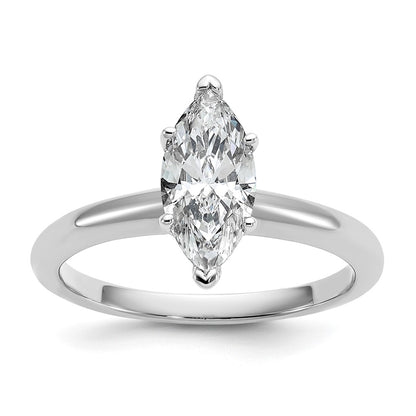 14K White Gold 1 carat Certified Lab Grown Diamond VS+ F+ Marquise Solitaire Complete Engagement Ring
