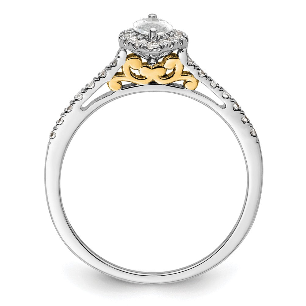 14K Two-Tone Gold Two-tone Halo (Holds 1/2 carat (8x4mm) Marquise Center) 1/4 carat Diamond Semi-mount Engagement Ring