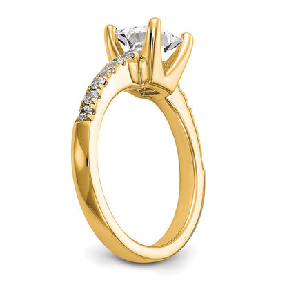 True Origin 14K Yellow Gold 1/5 carat Lab Grown Diamond VS+ F+ Semi-Mount Princess Engagement Ring