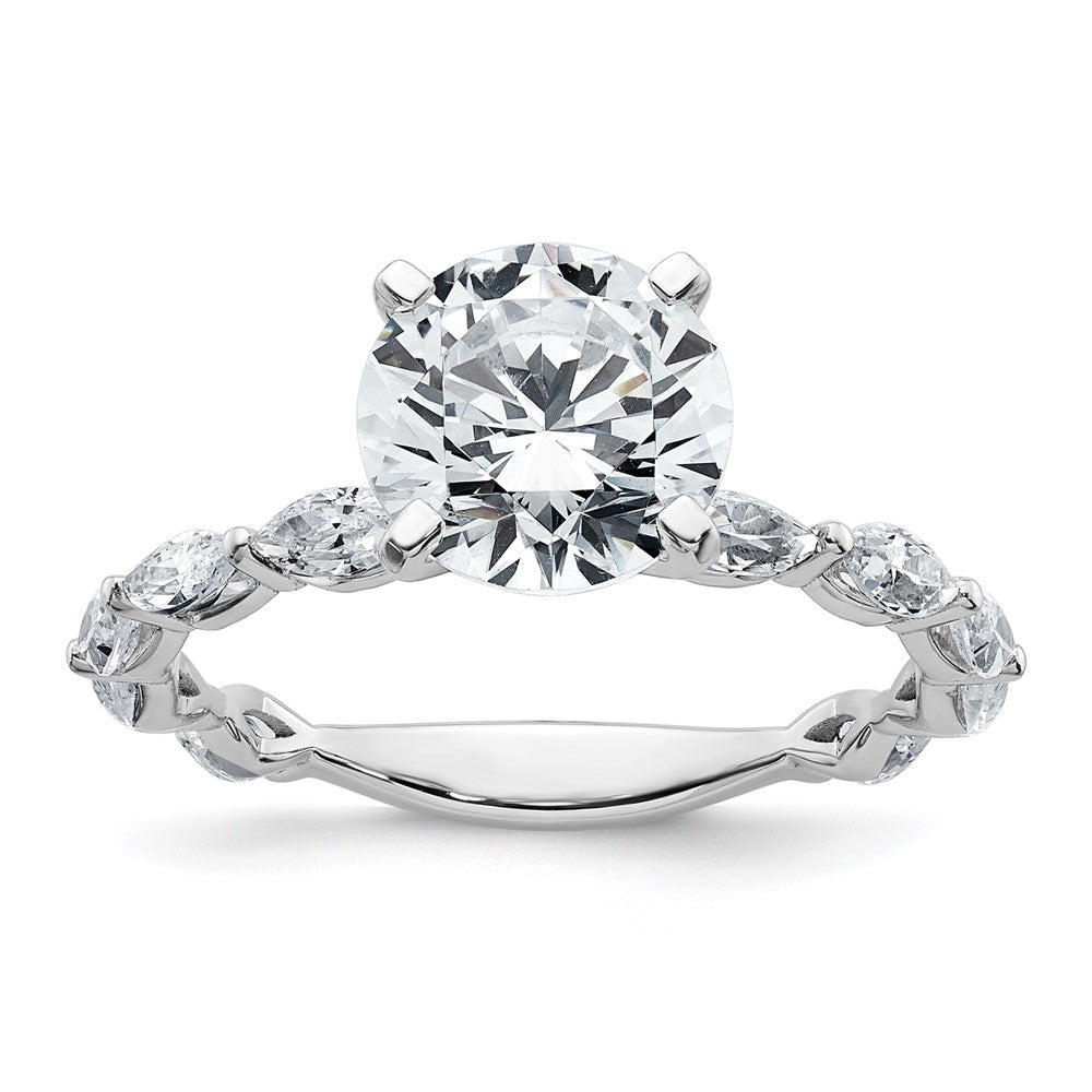 True Origin 14K White Gold 5/8 carat Lab Grown Diamond VS+ F+ Semi-Mount Round Engagement Ring