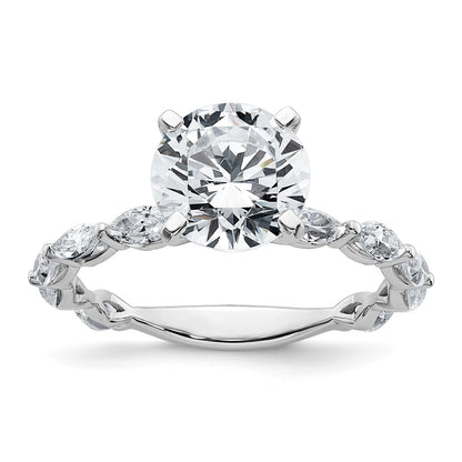 True Origin 14K White Gold 5/8 carat Lab Grown Diamond VS+ F+ Semi-Mount Round Engagement Ring