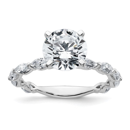 True Origin 14K White Gold 5/8 carat Lab Grown Diamond VS+ F+ Semi-Mount Round Engagement Ring