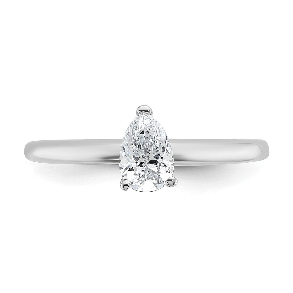 14K White Gold 1/2 carat Lab Grown Diamond VS+ F+ Pear Solitaire Complete Engagement Ring