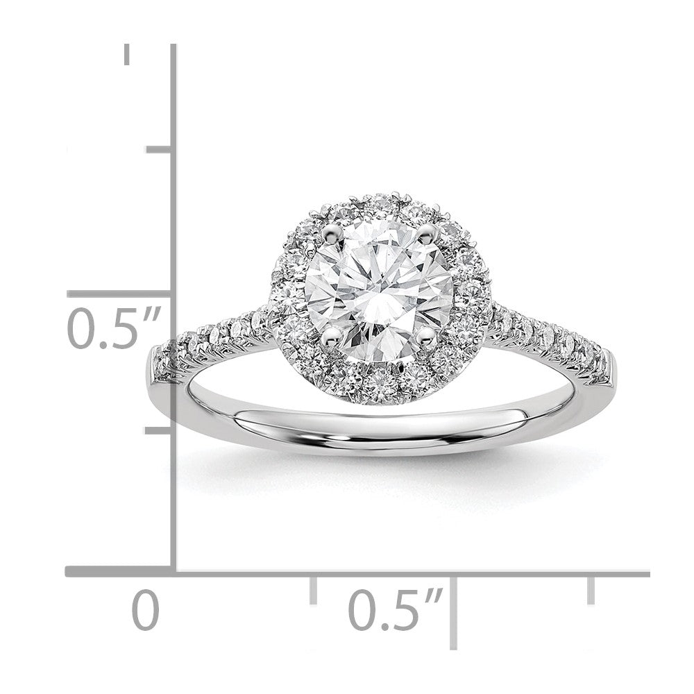 True Origin 14K White Gold 1/3 carat Lab Grown Diamond VS+ F+ Semi-Mount Round Halo Engagement Ring