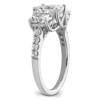 14K White Gold 2 3/4 carat Lab Grown Diamond VS+ F+ Oval Complete Three Stone Engagement Ring