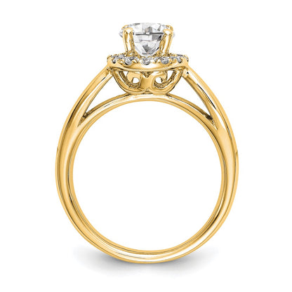 14K Yellow Gold Round Halo Diamond Semi-mount Engagement Ring