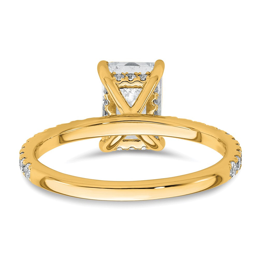 14K Yellow Gold 2 carat Certified Lab Grown Diamond VS/SI+ G+ Radiant Complete Solitaire with Flair Engagement Ring