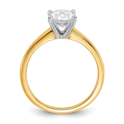 14K Two-Tone Gold 1 1/2 carat Lab Grown Diamond VS+ F+ Oval Complete Solitaire Engagement Ring