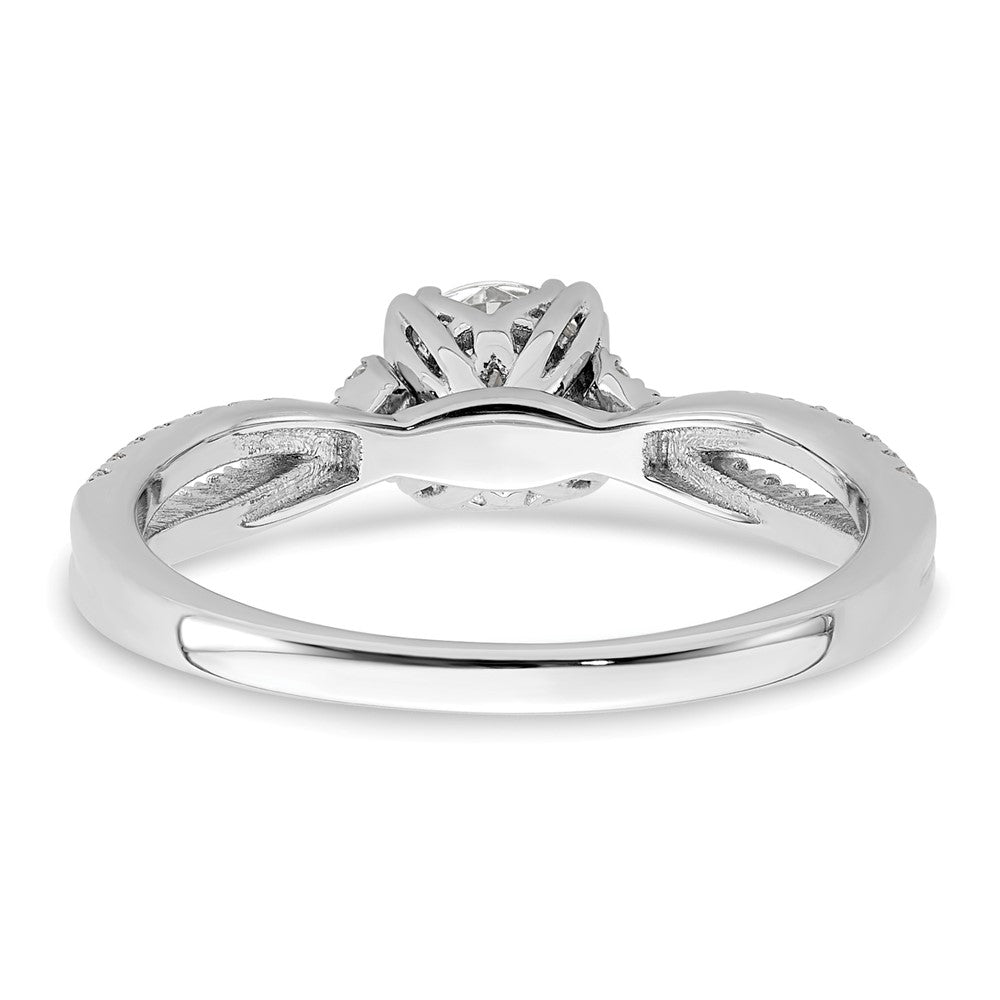 14K White Gold Criss-Cross (Holds 3/4 carat (5.8mm) Round Center) 1/5 carat Diamond Semi-Mount Engagement Ring
