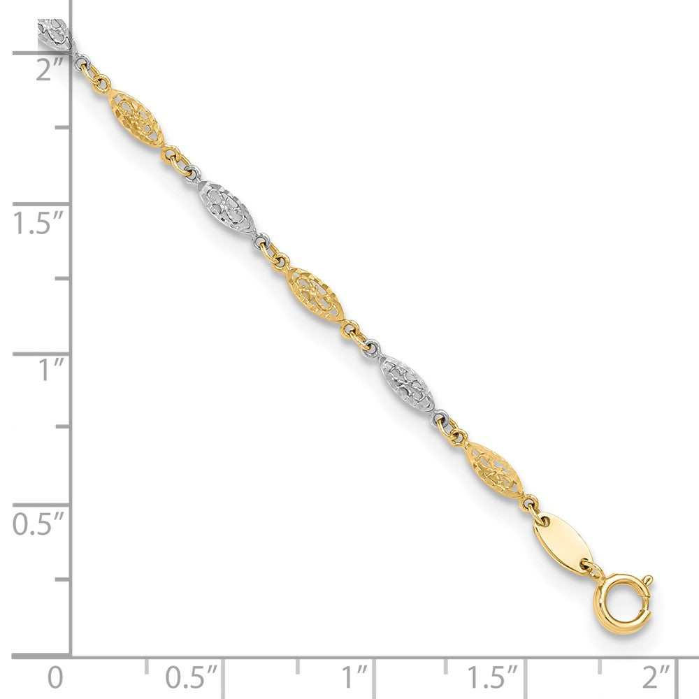 14K Two-Tone Gold Two-tone Diamond-cut Infinity Link 9 Inch Plus 1 Inch Extender - Total 10 Inch Anklet