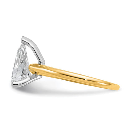 14K Two-Tone Gold Two-tone 2 carat Certified Lab Grown Diamond VS+ F+ Pear Solitaire Complete Engagement Ring