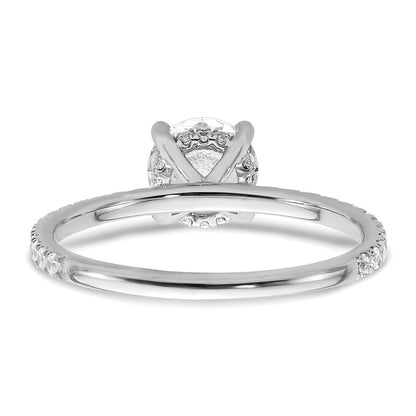 14K White Gold 1 1/3 carat Certified Lab Grown Diamond VS+ F+ Round Complete Solitaire with Flair Engagement Ring