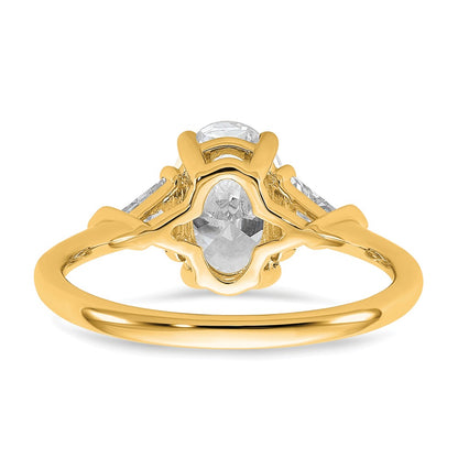 14K Yellow Gold 2 carat Certified Lab Grown Diamond VS/SI+ G+ Complete Oval and Trillion Three Stone Engagement Ring