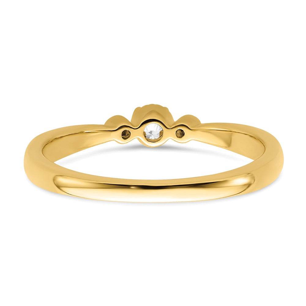 14K Yellow Gold Beaded Edge Petite 3-Stone 1/15 carat Round Diamond Complete Promise/Engagement Ring