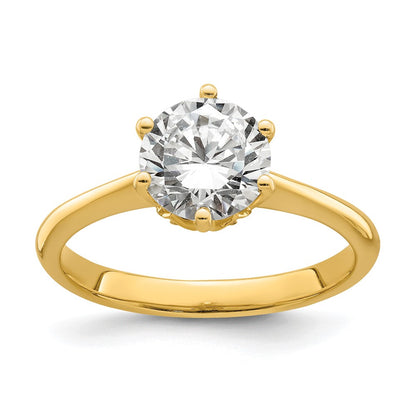 14K Yellow Gold (Holds 1.25 carat (7.50 mm) Round) 4-Prong with .03 carat Diamond Leaf Design Semi-Mount Engagement Ring
