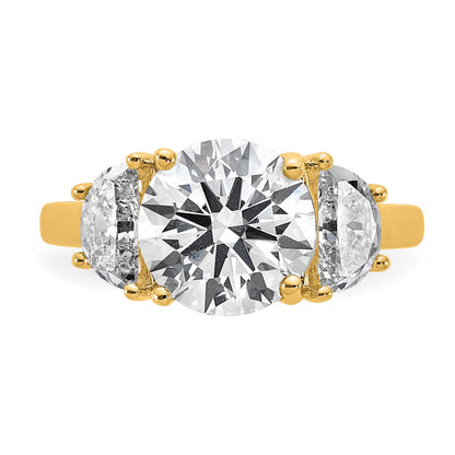 14K Yellow Gold 4 carat Certified Lab Grown Diamond VS+F+ Round Complete Three Stone Engagement Ring